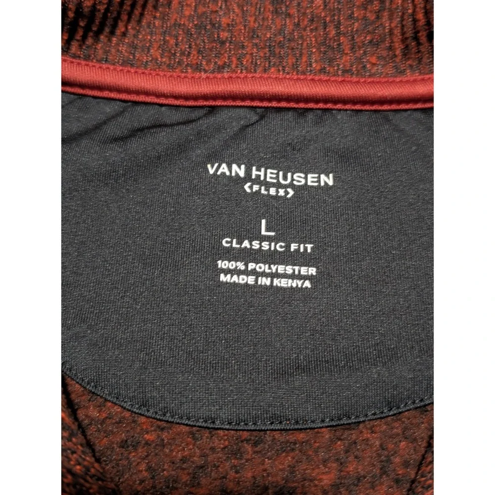 Van Heusen Men's Red Black Speckled Quarter Zip Sweater Classic Fit‎ Flex L